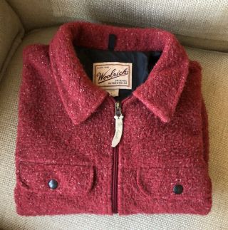 WOOLRICH USA Jacket Coat - RARE - Womens LG Wool Blend Warm Blanket Red EUC 3