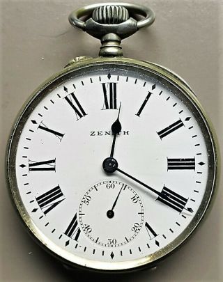 Rare 1923 Zenith “grand Prix Paris 1900” Railroad Pocket Watch Pin Set Time Adj