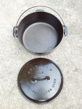 Vintage Rare Griswold 9 Cast Iron Dutch Oven With Matched Lid Seasoned