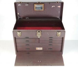 Rare Vtg Starrett Machinist 7 Drawer Metal Tool Chest Bench Box Storage Cabinet
