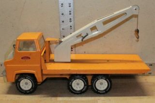 Vintage 1974 - 75 Tonka Toys Orange Gas Turbine Crane Boom Flatbed Truck Rare