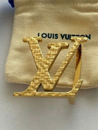 Rare Louis Vuitton Belt Buckle Gold Gullochee Lv 40mm Unisex