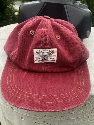 Rare Vtg 1990s Polo Sportsman Ralph Lauren Red Baseball Hat Cap Mens L Usa Red
