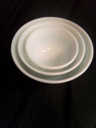 Vintage Rare Pyrex Butterprint Amish Nesting Bowls Set Of 3 White/turquoise Blue