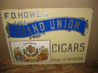 Rare Antique Cigar Advertising Sign F.  D.  Howe 