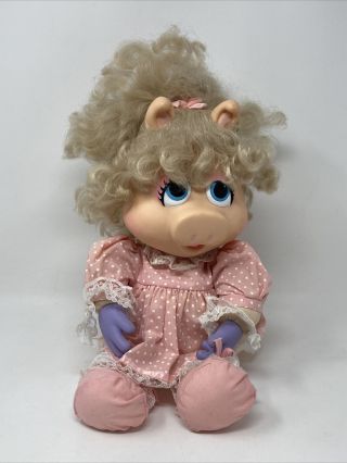 Vtg Miss Piggy Doll Muppet Babies Plush Rubber Face Made In Hong Kong 1989 Rare