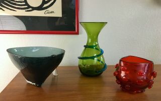 Rare Blenko Joel Myers 6815 - Ot Blown Art Glass Spiral Vase Mid Century Modern