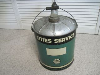 Rare Vintage Cites Service 5 Gal.  Motor Oil Can Very Displayable Can