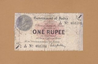 Government Of India 1 Rupee 1917 P - 1 G,  King George V Rare
