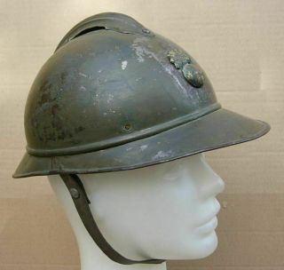 Rare Wwi M15 French Adrian Helmet 1915 In Serbia,  Bulgaria Firefighter