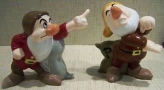 Disney Snow White & Seven Dwarfs Sneezy & Grumpy Salt & Pepper Shakers Set Rare