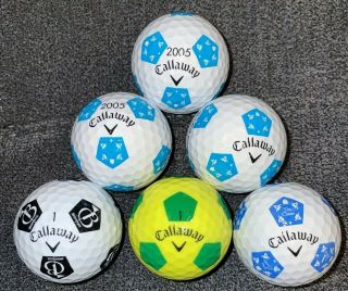 Six (6) Rare Collectible Callaway Truvis Soccer Golf Balls -