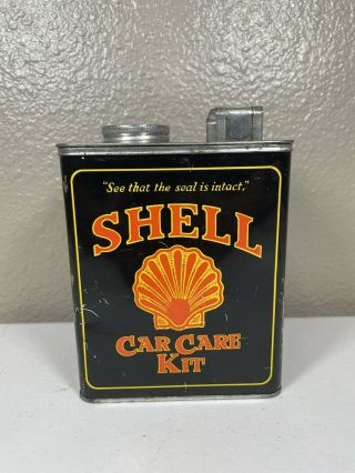 Vintage Shell Car Care Kit Empty Tin Rare Motor Oil Petroleum Empty