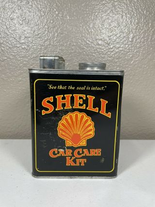 Vintage Shell Car Care Kit Empty Tin RARE Motor Oil Petroleum Empty 3