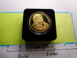 Vince Lombardi Green Bay Packers Bowl I & Ii Champs Bronze Coin Case Rare