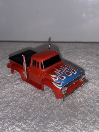 Aurora Afx 56 Ford Pick Up Vintage Slot Car Rare Red With Flames Pipes