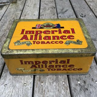 Rare Australian / Nz Big 5lb Dark Imperial Alliance Cigarette Tobacco Tin