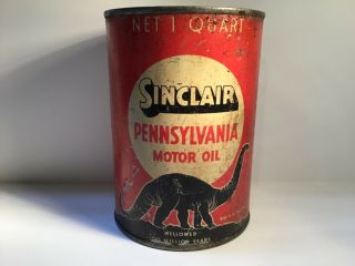 Vintage Sinclair Oil Quart Can Metal Gas Rare Tin Sign Handy Texaco Mobil Sunoco