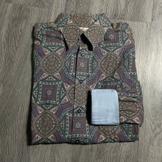 Robert Graham Vintage Geometric Paisley Casual Button Up Shirt Cotton Rare Xl