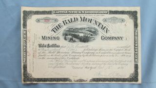 Rare 1880 Leadville Colorado Bald Mountain Mining Co.  Stock - Signed - Uncancelled