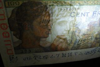 FRENCH SOMALILAND DJIBOUTI (1946) 100 FRANCS Rare banknote Currency 3