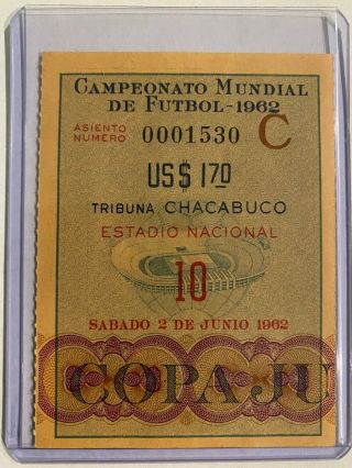 Rare Vintage Old 1962 Fifa World Cup Chile Ticket Stub Chile Vs Italy Soccer Wow