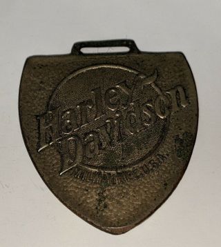 Vintage 1910’s Harley - Davidson Motorcycle Watch Fob Pre - Wwi Copper Very Rare