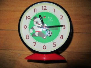 9j/vintage White Dove Rare Animated Alarm Clock/panda/soccer/metal/works