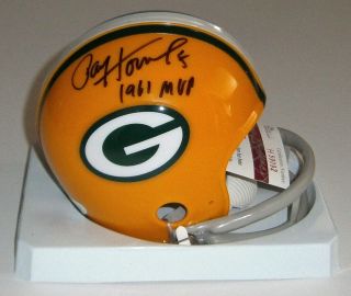Packers Paul Hornung Signed Mini Helmet W/ 1961 Mvp Jsa Auto Autographed Rare