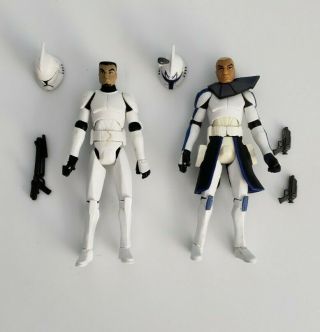 Star Wars 3.  75 " Wal - Mart Exclusive Captain Rex And Fives Rare Clone Wars Hasbro
