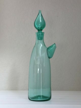 Blenko 5827 Rare Wayne Husted Decanter Cruet With Spout And Flame Stopper