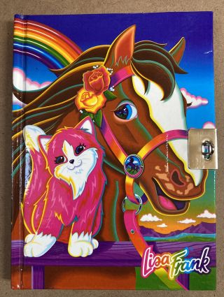 Vintage 90s Lisa Frank Rainbow Chaser Horse Kitty Cat Diary Notebook Rare Cover