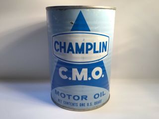 Vintage Champlain Oil Can Quart Metal Gas Rare Handy Sunoco Sign Oilzum Sunoco