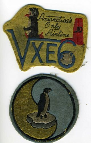 Two Rare Us Navy Patches Vxe - 6 Antarctica Operation Deep Freeze Patches