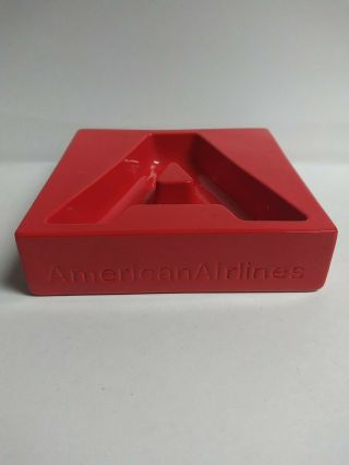 Vintage American Airlines 747 Luxury Liner Ashtray Red Boeing Rare 6 " X 6 "