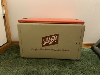 Vintage Rare Schlitz Beer Metal Picnic Cooler Milwaukee Cronstroms Mn