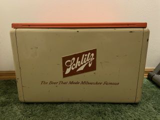 Vintage Rare Schlitz Beer Metal Picnic Cooler Milwaukee Cronstroms MN 2