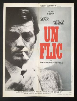 Un Flic French “affiche” Movie Poster 1972 Melville Alain Delon Rare