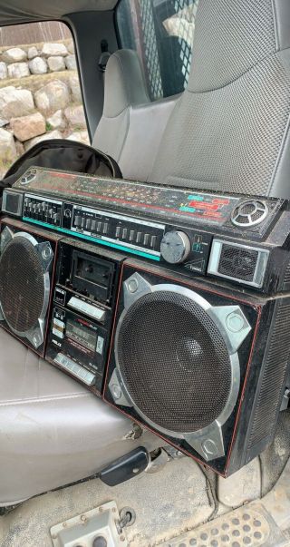 Rare Vintage Helix Hx - 4636 Boombox Dual Cassette Am/fm Radio Black Parts/repair