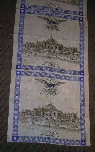 Rare 4 Uncut 1876 Memorial Hall & Eagle Patriotic Handkerchief W/ Orig Labels