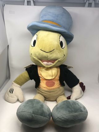 Rare Disney Store 32” Jumbo Sized Jiminy Cricket Plush W/ Umbrella Pinocchio