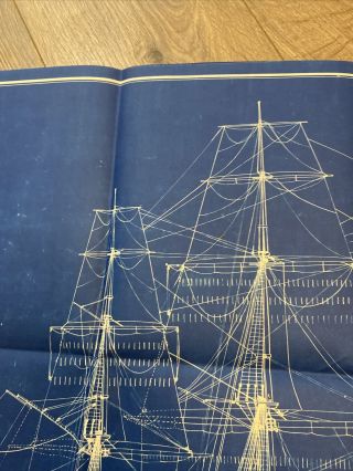 Rare 1923 Sail Plan & plans for 74 Gun Ship Ohio By Boucher set of 2 blueprints 3