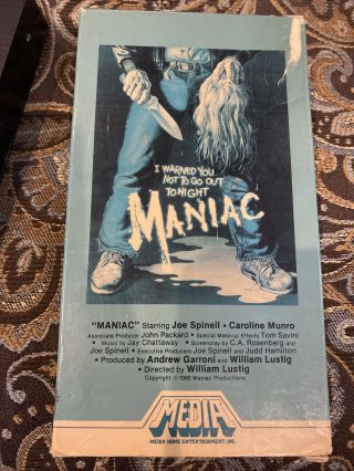 Maniac 1981 Vhs Horror Media Rare Spinell Slasher Savini Cult - Flaps Intact