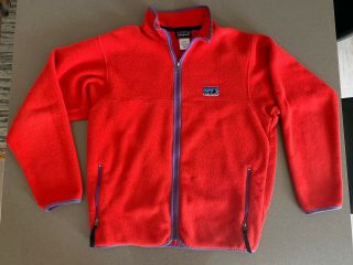 Rare Big Label Patagonia Synchilla Fleece Jacket - Men’s Size Large - Red Purple