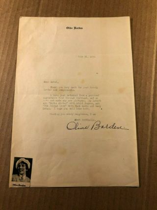 Olive Borden Extremely Rare Very Early Autographed Letter 