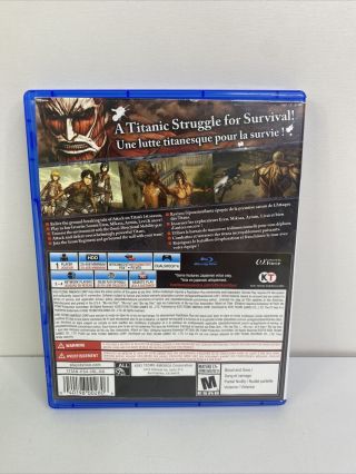 Attack on Titan 1 (Sony PlayStation 4,  2016) Complete Rare PS4 Game 2