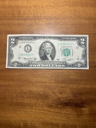 1976 $2 Dollar Bill Star Note Very Low Number Boston A00000527 Rare