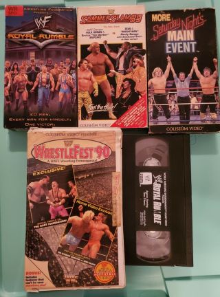 5 Rare Wwf/wwe Wrestling Vhs Tapes.  Snme,  S.  Slam,  2 R.  Rumbles,  Wrestlefest
