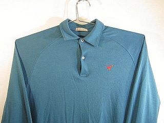 Peter Millar Myopia Hunt Club Logo Teal Pima Cotton Polo Rare Golf Shirt Size L