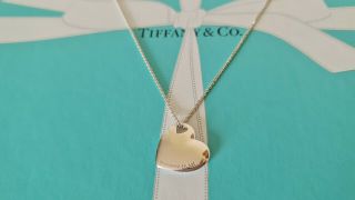 Authentic Rare Tiffany & Co Cut Out Heart Necklace,  On A 16 " T&co Chain